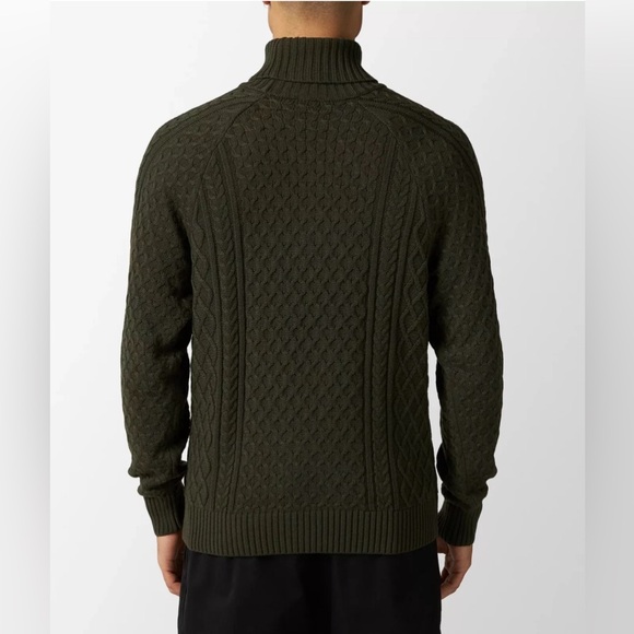 New Nike Life Cable Knit Turtleneck Cargo Khaki Sweater Men’s Size M FB7770-325 - Picture 4 of 8